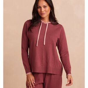 Summersalt Knit Hooded Sweater Cashmere Merino Wool Pullover Cozy Lounge Flaw S